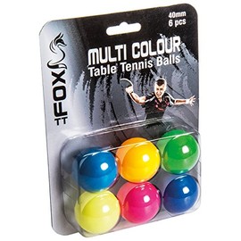 Fox TT Coloured Table Tennis Balls (Pack of 6) - Multi-Colour, FTT105