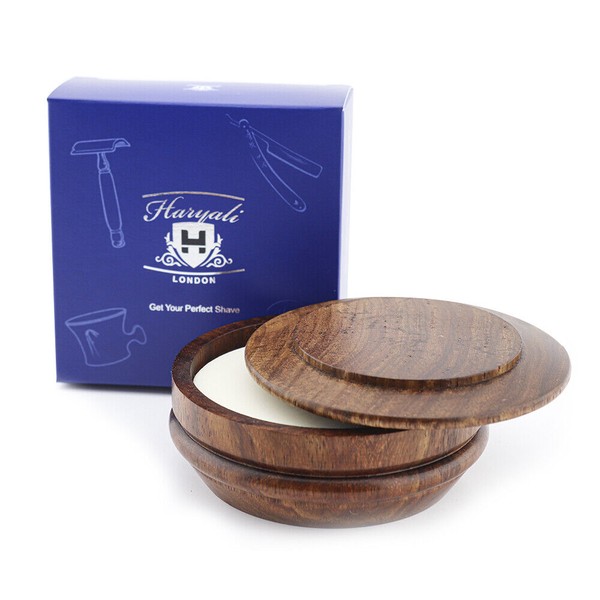 Haryali London Classic Antique Wooden Shaving Bowl for Shaving Soap