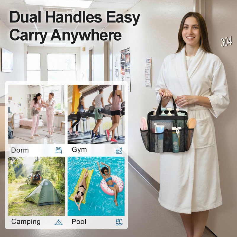 F-color Mesh Shower Caddy Portable for College Dorm Room Essentials