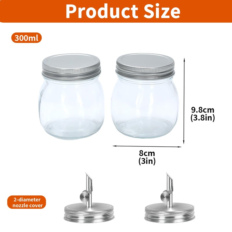 Qinpufu Glass Honey Dispenser No Drip - 10oz / 300ml