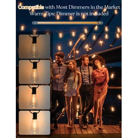 GHUSTAR 100FT LED Outdoor String Llights (NOT Solar) – Patio Lights Outdoor Waterproof for Outside – 2700K Vintage Edison Bulb String Light – Shatterproof Hanging Light for Cafe Porch Deck