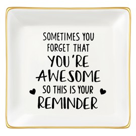 JoycuFF Inspirational Gifts for Women Girls Ring Dish Birthday Gifts for Women Unique, Best Friends Gifts For Women Her Mom Sister Coworker Christmas You're Awesome Gifts for Her
