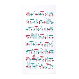 JIKAN STYLE 06101 Moomin Scandinavian Kitchen Cloth, Kitchen Utensils, Dish Towel, Moomin, Made in Japan, Made in Japan, Little My & Mushrooms, Green, Approx. 13.0 x 27.6 inches (33 x 70 cm),