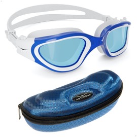 AqtivAqua DX-S Swimming Goggles Men Women Swimming Goggles Adults Children (Blue White, Tinted)