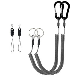 HUIKKJP Curl Cord Strap, Coil Strap, Stretchable, Durable, Keychain, Set of 2, Wrap, Lock, Smartphone Strap, Extendable, Fall Prevention, Anti-Lost, Anti-Theft, One-Touch Attachment, Carabiner