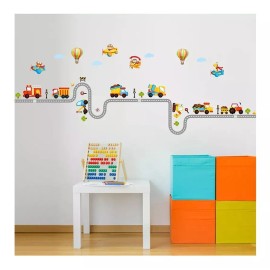DaraBaby Vinil Decorativo Infantil Pista Autos Camiones Aviones Sala