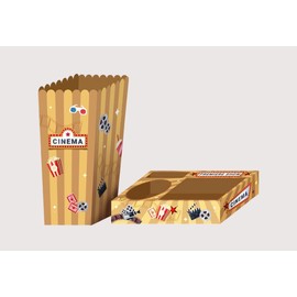 SHIMANY Movie Night Supplies 24pcs. 12 Movie Night Snack Trays & 12 Popcorn Containers. Perfect for Family Movie Night and Kid's Birthday Party (Vintage)