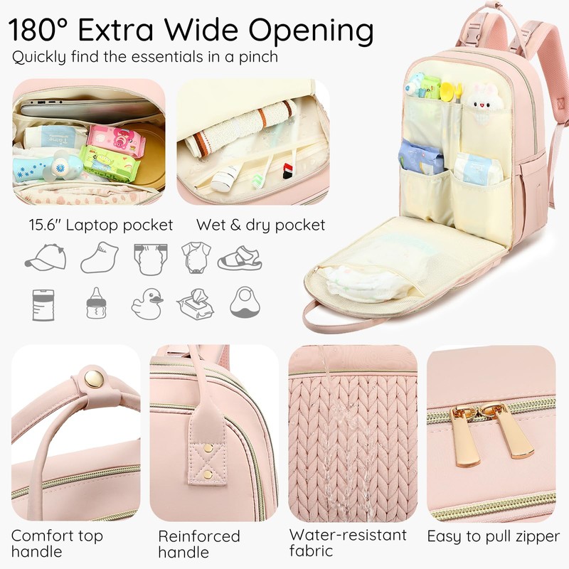 Diaper Bag Backpack - Large Multi functional, Boys, Girls &