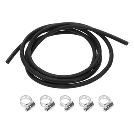 HEROFFIX 1 Set 1/8" Fuel Line Kit 8ft Vacuum Hose Automotive Fuel Hose with 5 Clamps Black NBR Rubber