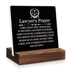 PUVOXHO Lawyer's Prayer Acrylic Sign with Wooden Stand, Religious Graduation Keepsake for JD Law Student, Bible Verse Gifts for Home Office Decor, Legal Profession Spiritual Gifts for Lawyer