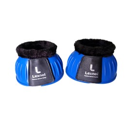 LEXNEL Rubber Horse Bell Boots – Durable Overreach Protection & Secure Hook-and-Loop Closure (Blue, L)