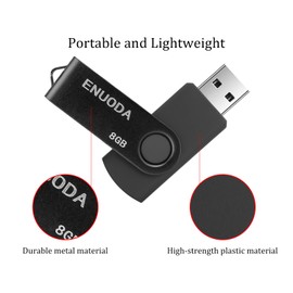 8GB Flash Drive ENUODA 1 Pack Thumb Drive 8GB USB 2.0 Memory Stick Jump Drive Pen Drive for File Storage and Data Transfer (Black)
