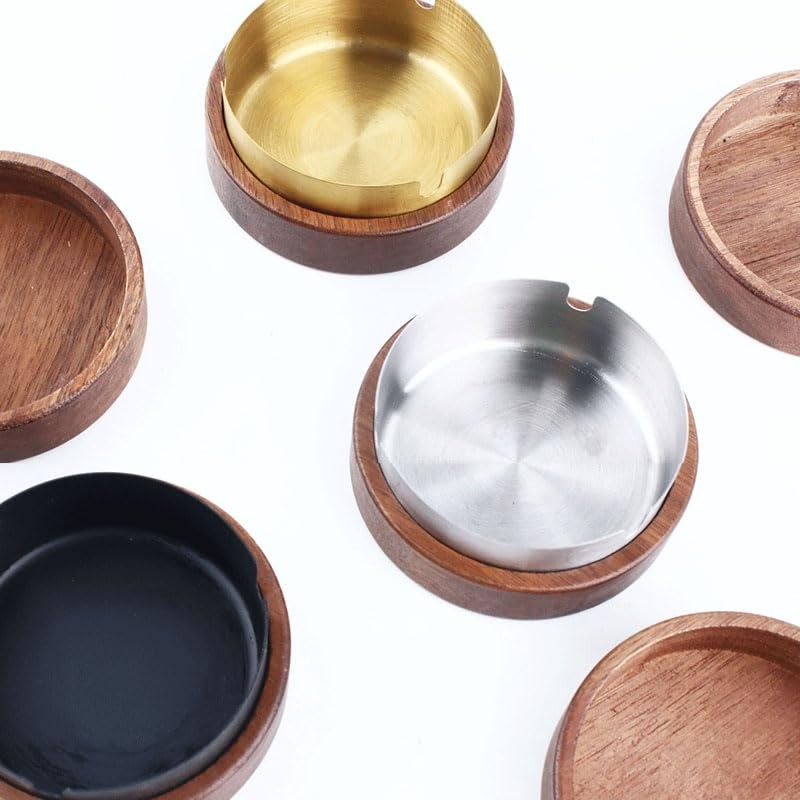 Wooden Wind Ashtray, Ashtray with Lid, Windproof, Odourproof, Suitable for