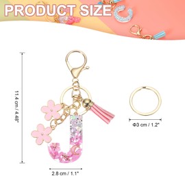 [PATIKIL] Alphabet Initial Letter Key Chain Tassel Flower Letter J Pendant Decoration Resin Cute Key Chain for Women Key Purse Handbag Bag Accessories Pink, Pink