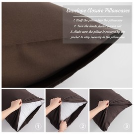 NTBAY Body Pillow Cases Set of 2, 2 Pack Brushed Microfiber 20x54 Inches, Soft, Wrinkle, Fade, Stain Resistant Dark Brown Pillow Cases with Envelope Closure