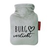 Huuraa Taschenwärmer Burg verliebt Geschenk 0,2 Liter Grey Mini Veloursbezug Burg Geschenkidee
