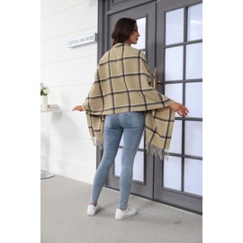 HUSG20 Plaid Scarf - Dressy & Casual Winter Scarf for Women Winter Accessories, Fall & Spring Fashion (Square Lattice, Khaki)