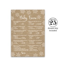 SNOWFLAKES Baby Shower Game — BABY TRIVIA Game — Pack of 25 — WINTER Baby Shower Game, Fun Baby Facts Game It’s cold outside Frost Holiday Baby Shower Activity Gender Neutral Baby Shower Game G782-TRV