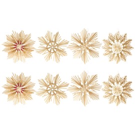 com-four® 8x straw stars in a mix set - straw pendant for the Christmas tree - natural Christmas tree hanging - Christmas decoration - 18 cm