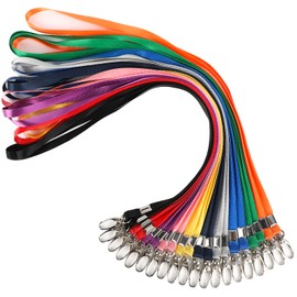Segus Lanyard Set Colourful Imitation Nylon, Pack of 20, Ten Colours Lanyard with Clasp, Keys, Neck Strap Lanyard Suitable for Men Women, School, Office Accessories, Coloured Neck Strap, 10 Colours