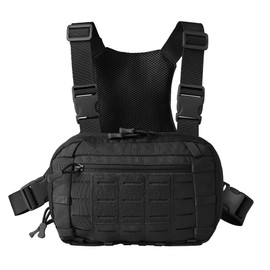 FUNANASUN Tactical Chest Bag, 2L Tactical Chest Rig Pack for Men, Molle Vest Pouch Adjustable, Tactical EDC Chest Pocket by Laser Cut Design, Battle Chest Pack for Hunting Outdoor EDC Cycling