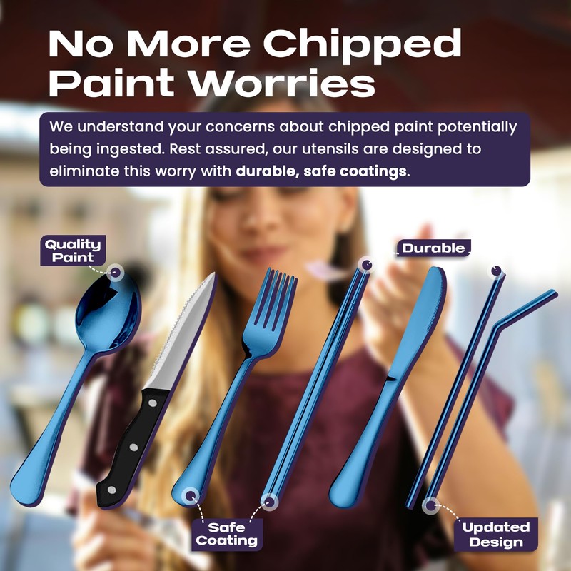 Taplord Portable Travel Silverware Set With Case - Includes 10