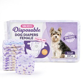 MICOOYO Disposable Dog Nappies for Female Dogs, Nappies for Dogs with Adjustable Tail Opening, Nappies for Cats for Dogs, Puppies, Puppies in Season (S, Pack of 20)