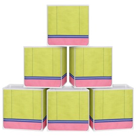 RUGKKK 6 Pcs Book Bins for Classroom Collapsible Back to School Reading Book Storage Pencil Classroom Cube Storage with Handles for Nursery Room Classroom Library Back to School Supplies