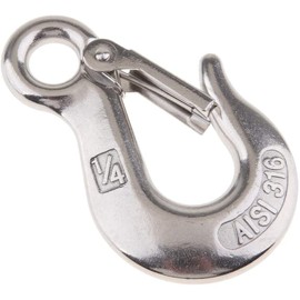 MarineNow Stainless Steel 316 Eye Chain Grab Slip Hook with Latch 1/4", 5/16", 3/8", 1/2" Choose Quantity (5/16", 2-Pack)