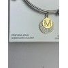 Unwritten Stainless Steel Adjustable Bangle Bracelet Initial M Charm Crystal