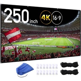 Japard 250 Inch Projector Screen Outdoor, 4K Full HD 3D 16:9 Double-Sided Projection, Foldable Portable, Wall Mount Hanging Extra Large for Outside Theater, Home Backyard Movies, Party