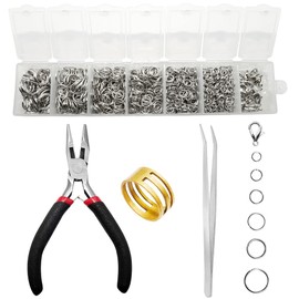 Open Jump Ring and Lobster Clasp Kit Jump Rings for Jewelry Making Supplies and Necklace Repair, with Jump Ring Pliers (1500 Pcs)