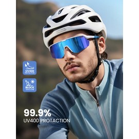 Lamicall Lamicall Polarized Sports Sunglasses for Men Women, Ultralight [Adjustable Nose Pad] UV400 Protection Sun Glasses for Cycling Running Baseball Fishing Golf Beach Volleyball, White Blue