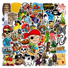 Pirate Sticker Set 50 Pieces Cute Decoration for Car Laptop Skateboard Bicycle Moped Motorcycle Bicycle Computer Suitable for Adults Children
