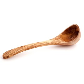 Verano Spanish Ceramics Olive Wood Ladle - Sustainably Sourced - Home Dining Room Table Kitchen Restaurant Café Bar Cooking Mixing Serving Soup Wooden Utensil - 25cm