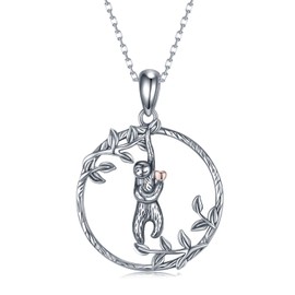 TYSO Sloth Necklace for Women,925 Sterling Silver Cute Animal Sloth Pendant Necklaces Jewelry Gifts for Sloth Lovers,Anniversary Birthday Jewelry Gift for Mom Wife