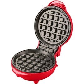 OVENTE Electric Mini Waffle Maker, 550W Fast Heating Element with Overheat Protection, 4-Inch Non-Stick Plates and Cooking Surface, Perfect for Breakfast, Hash Browns, Keto Chaffles, Red WM215R
