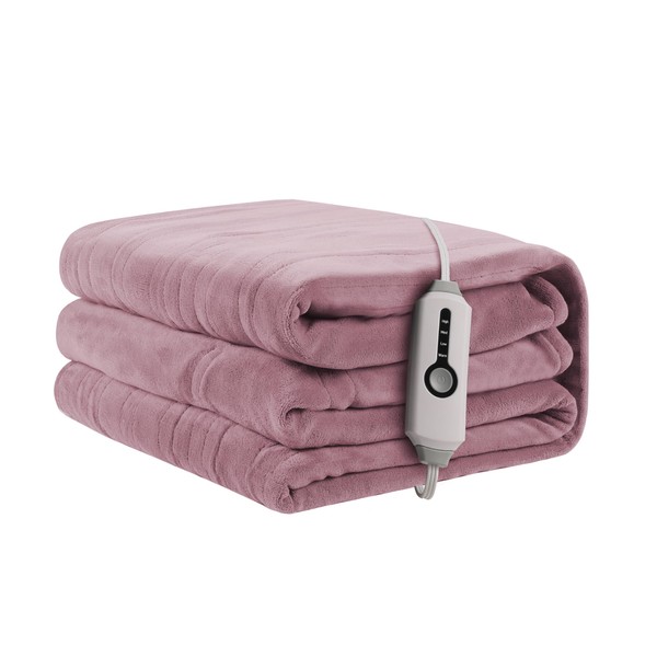 Electric Heated Blanket 62"x84" Twin Size, Soft Coral Fleece with
