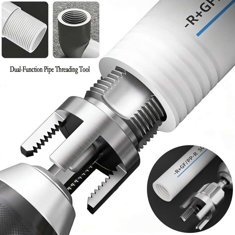 3PCS Dual-Function Pipe Threading Tool, Integrated Internal & External Thread