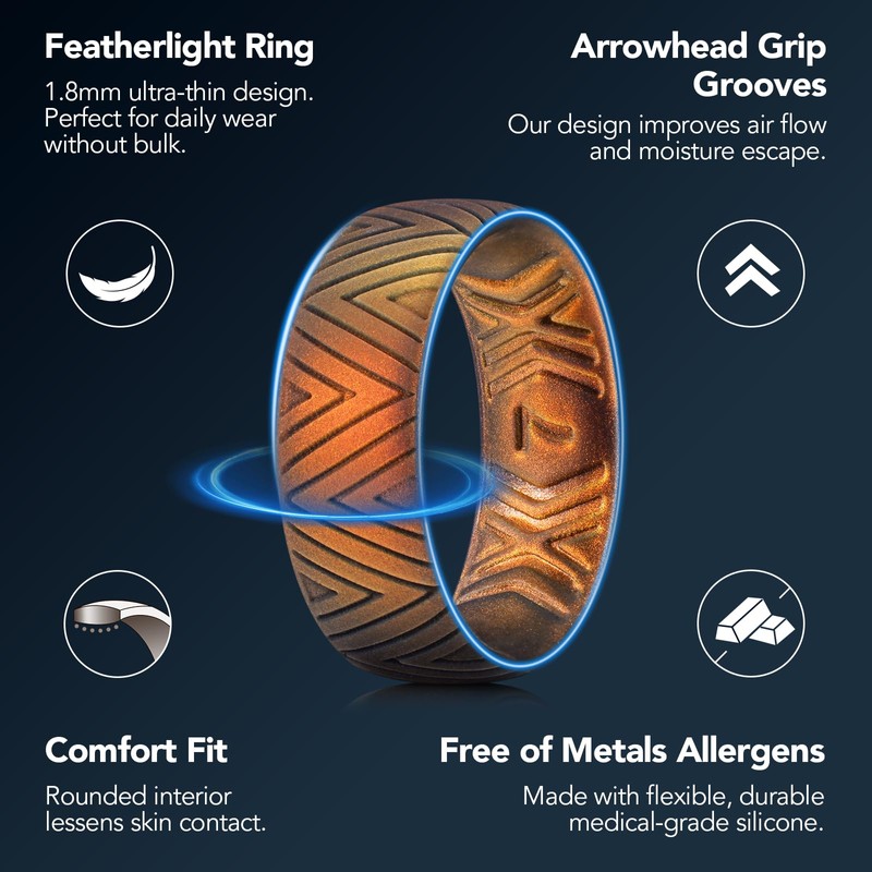 King Will Men Silicone Wedding Band 6.6mm Size 10