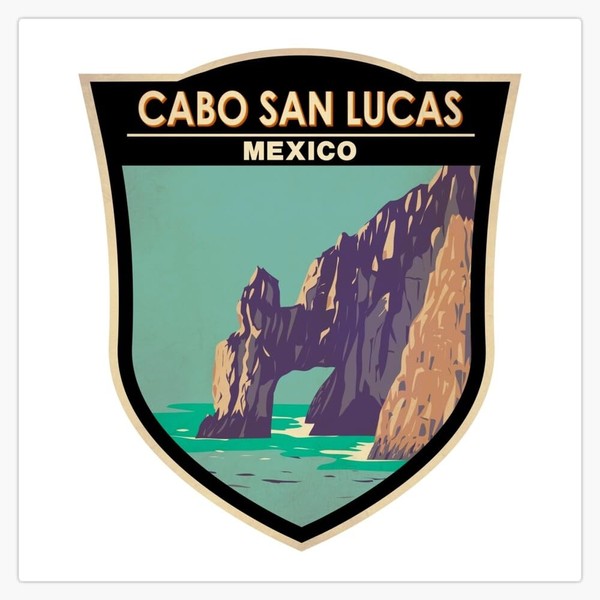 Cabo San Lucas Arch Mexico Badge Window Water Bottle Bumper Sticker Decal 5"