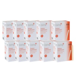 Caring Wood Tongue Depressors, Non-Sterile, 6 inch, 500 Count (Pack of 10)