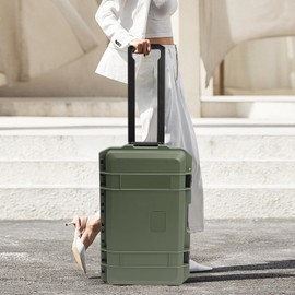 CNCEST 22" Protective Camera Case,Protective Roller Camera Hard Case Water and Shock Resistant with Foam,22" Transport RollerGear,Camera,Tools,Equipment Hard Case (Green)