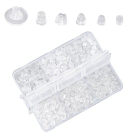 BIDEX 600 PCS Clear Silicone Backs for Studs and Droopy Jewelry – 6 Styles Soft Hypoallergenic Rubber Backings, Plastic Stoppers and Replacements with Storage Box for Secure Fit & Comfortable Wear