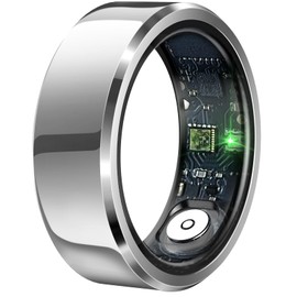 Smart Ring with Air Gesture Control, Health Tracker, 7-Day Battery, IPX8 Waterproof, Heart Rate & Sleep Monitor - Stylish Fitness Ring for Men & Women, Compatible with iOS/Android, Size 11,Silver