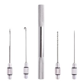 Elionless Carp Fishing Rigging Bait Needle Tool Set, 5 in 1 Carp Fishing Bait Bait Boilie Drill Stringer Needle with Non-Slip Aluminum Alloy Handle