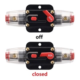 RKURCK 60 Amp Circuit Breaker Manual Reset Inline Fuse Inverter for Car Marine Trolling Motors Boat ATV Audio Solar Inverter System Protection 12V-24V DC 60 Amp