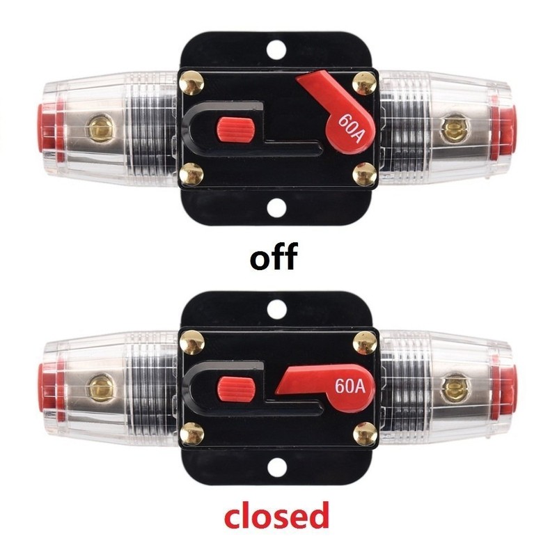 RKURCK 60 Amp Circuit Breaker Manual Reset Inline Fuse Inverter