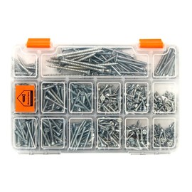 Netzerkoz 555 Pieces Wood Screws Set - 16 Types Phillips Countersunk Screws - Stainless Steel Chipboard Screws Assortment with Storage Box - Screws Set with Many Different Screws