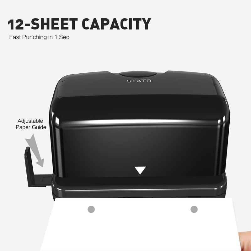 Electric 2 Hole Punch,VEYETTE Black Hole Punch,Punches Up to of